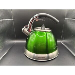 Bergner Model 1590 Stainless Steel Whistling Kettle‎ Teapot Green Glossy